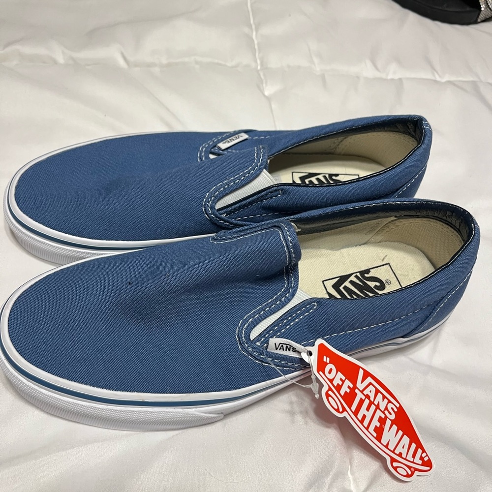 New with tags blue slip on vans